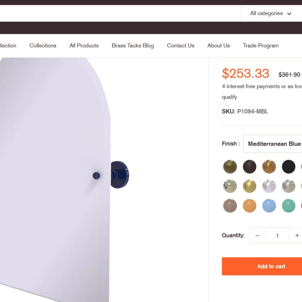 Allied Brass Frameless Arched Top Mirror - 836147